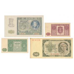 Zestaw 1 - 50 zł 1941-1948 (4szt)