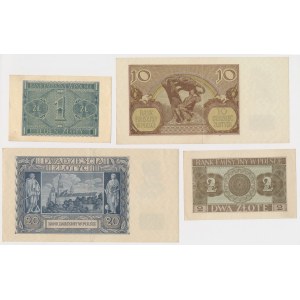 Zestaw 1940-1941 w tym ładne 1 zł 1940 (4szt)
