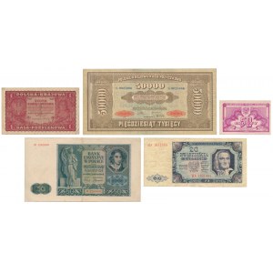 Zestaw banknotów polskich 1919-1948 (5szt)