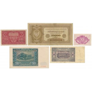 Zestaw banknotów polskich 1919-1948 (5szt)