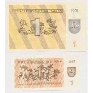 Litwa, 2x 1 Talonas 1991 i 1992 (2szt)