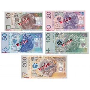 Komplet WZORÓW 10 - 200 zł 1994 Nr 010 (5szt)