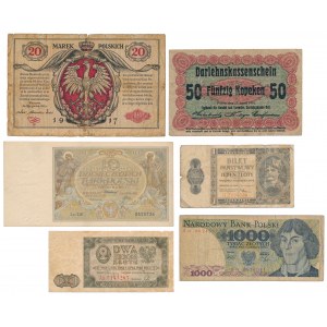 Zestaw banknotów polskich 1916-1982 (6szt)