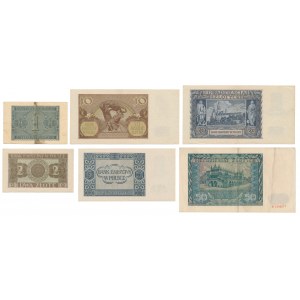 Okupacja, w tym 1 zł 1940 - zestaw (6szt)