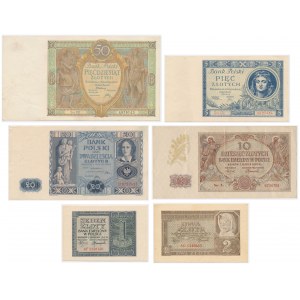 Zestaw od 1 do 50 zł 1929-1941 (6szt)
