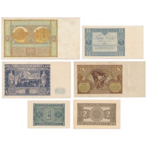 Zestaw od 1 do 50 zł 1929-1941 (6szt)