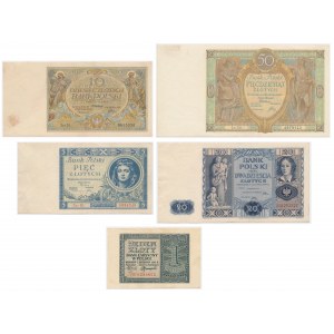Zestaw banknotów polskich 1929-1941 (5szt)