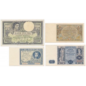 Zestaw 5, 10, 20 i 500 zł 1919-1936 (4szt)