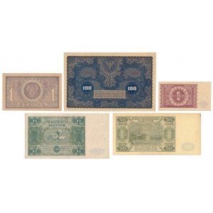 Zestaw banknotów polskich 1919-1948 (5szt)