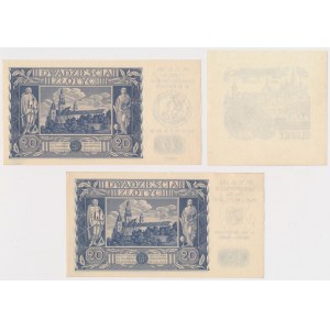 20 zł 1936 - 2 szt. z nadrukami PTNiA Gliwice i Ex Libris gliwickiego PTN