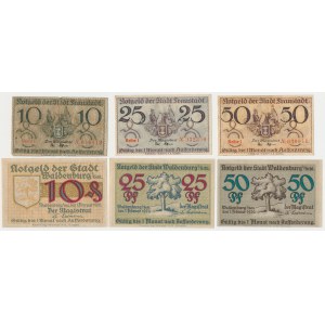 Fraustadt (Wschowa) i Waldenburg (Wałbrzych), 10, 25 i 50 pfg - zestaw (6szt)