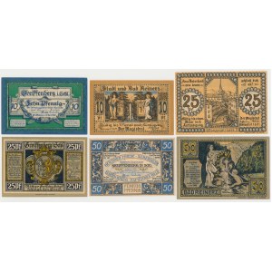 Bad Reinerz (Duszniki Zdrój) i Greiffenberg in Schl. (Gryfów Śl.), 10, 25 i 50 pfg 1920-1921 (6szt)