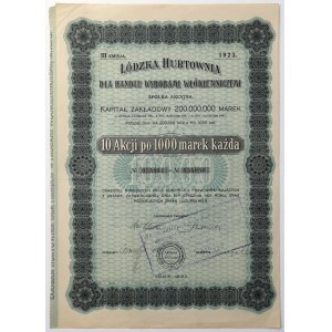 Łódzka Hurtownia dla Handlu Wyrobami Włókienniczemi, Em.3, 10x 1.000 mk 1923