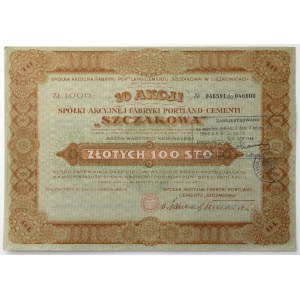 SZCZAKOWA Sp. Akc. Fabryki Portland-Cementu, 10x 100 zł 1932