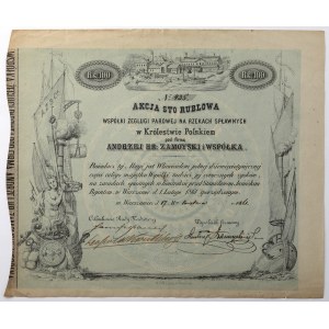 Żegluga Parowa na Rzekach Spławnych w Królestwie Polskiem pod firmą ANDRZEJ HR. ZAMOYSKI I WSPÓŁKA, 100 rubli 1861
