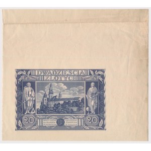 Nieukończone 20 złotych 1936 - na awersie brak druku głównego i numeracji