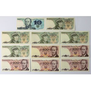 10, 50 i 100 zł 1982-1988 - zestaw (11szt)