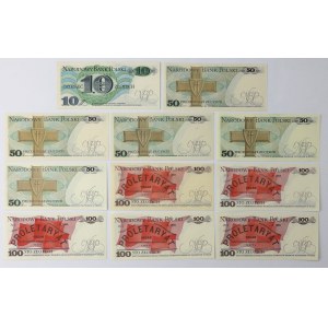 10, 50 i 100 zł 1982-1988 - zestaw (11szt)