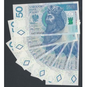 50 zł 2012 i 2017 - MIX serii - zestaw (6szt)