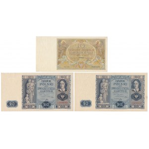 10 zł 1929 i 2x 20 zł 1936 - zestaw (3szt)