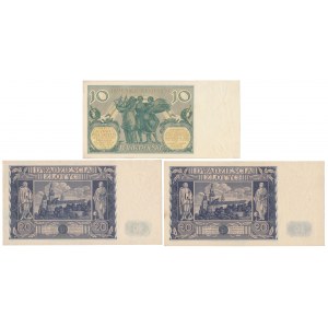 10 zł 1929 i 2x 20 zł 1936 - zestaw (3szt)