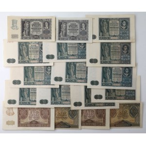 20, 100 zł 1940 i 50, 100 zł 1941 - zestaw (17szt)