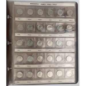 USA, Roosevelt Dimes 1946-1975 - mennicze - duży zestaw w klaserze