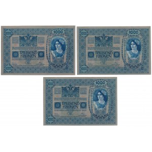 Austria, 1.000 Kronen 1902 - zestaw (3szt)