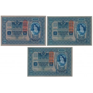 Austria, 1.000 Kronen 1902 - zestaw (3szt)