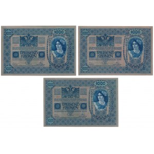 Austria, 1.000 Kronen 1902 - zestaw (3szt)