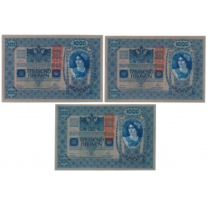 Austria, 1.000 Kronen 1902 - zestaw (3szt)
