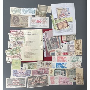 Zestaw banknotów na z NADRUKAMI, różnego rodzaju kopii, facsimile itp.
