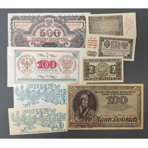Zestaw banknotów na z NADRUKAMI, różnego rodzaju kopii, facsimile itp.
