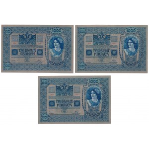 Austria, 1.000 Kronen 1902 - zestaw (3szt)