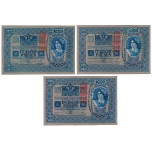 Austria, 1.000 Kronen 1902 - zestaw (3szt)