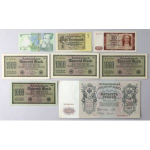 Niemcy, Rosja i Rumunia - zestaw banknotów 1912-2005 (8szt)