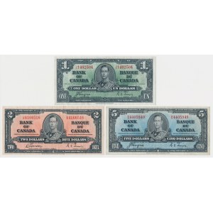 Kanada, 1, 2 i 5 Dollars 1937 - zestaw (3szt)