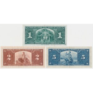 Kanada, 1, 2 i 5 Dollars 1937 - zestaw (3szt)