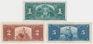 Canada, 1, 2 and 5 Dollars 1937 - set (3pcs)