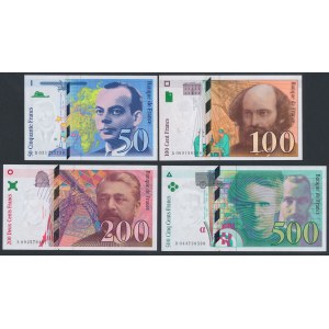 Francja 50-500 franków 1998-2000 - zestaw (4szt)