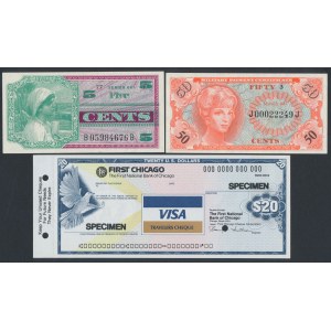 Military Payment Certificate i Travelers Cheque - zestaw (3szt)