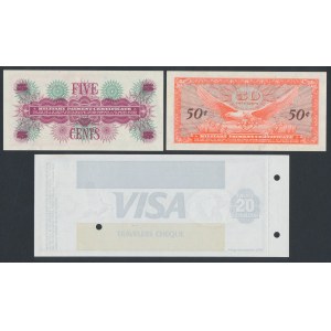 Military Payment Certificate i Travelers Cheque - zestaw (3szt)