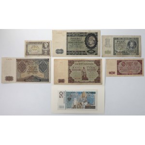 Zestaw 2 - 1.000 zł 1936-1948 + JP II 50 zł 2006 (7szt)