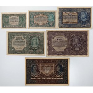 Zestaw 5 - 1.000 mkp 1919 Sierpień i 5.000 mkp 1920 (6szt)