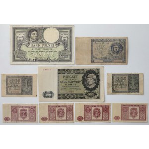 Zestaw 1919-1946 - w tym ciekawsze banknoty (9szt)