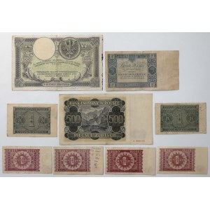 Zestaw 1919-1946 - w tym ciekawsze banknoty (9szt)