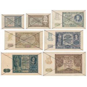Zestaw okazowy / prezentacyjny banknotów emisji 1-100 zł 1940-1941 (7szt)