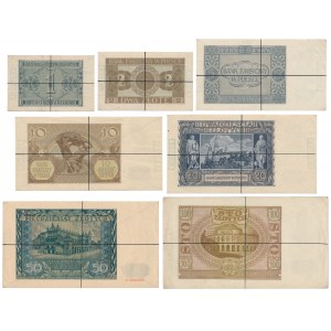 Zestaw okazowy / prezentacyjny banknotów emisji 1-100 zł 1940-1941 (7szt)
