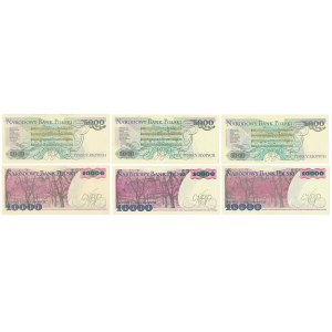Zestaw 3x 5.000 i 3x 10.000 zł 1982-1988 (6szt)