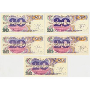 20 zł 1982 - A, D, AD, AL, AU - zestaw (5szt)